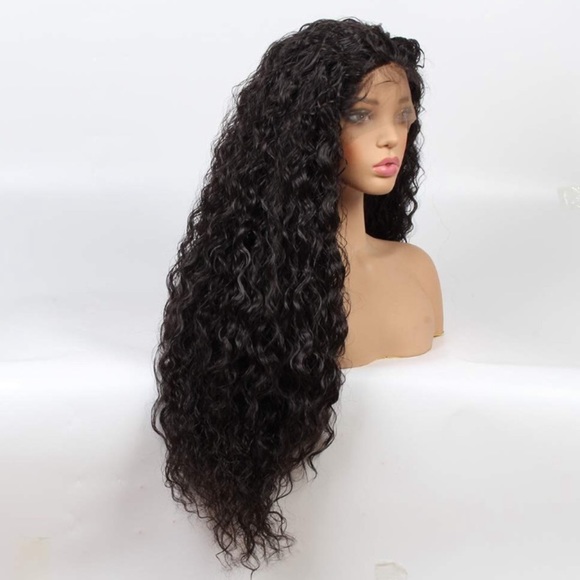 ?CAVINA 22” DARK BROWN KINKY CURLY LACE FRONT WIG main image 5